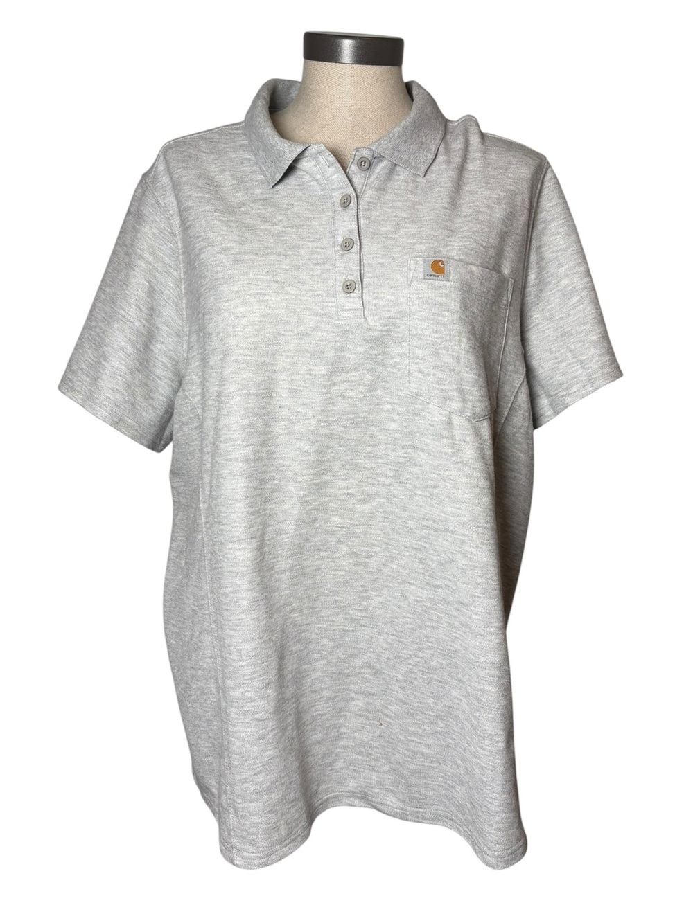 Carhartt Women’s XXL Gray Relaxed Fit Pocket Polo Workwear Utility Shirt